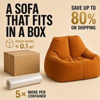 Fauteuil pouf en mousse compressée sous vide, moderne, à dossier haut, relaxant, orange, pour petit appartement