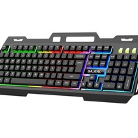 Nuevo Teclado Óptico para Juegos con Cable USB 2.0, Resistente al Agua, con Retroiluminación LED de Arcoíris, Metálico, Tamaño Completo, con Soporte para Muñeca