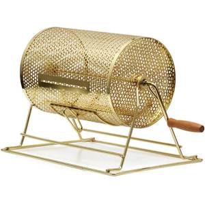 Tambor de Sorteo de Latón de Tamaño Mediano con Manivela de Madera - Caja Giratoria para Boletos de Lotería, <span class=keywords><strong>Casino</strong></span>, <span class=keywords><strong>Bingo</strong></span> - Product Image 1