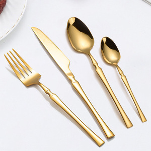 Tây bít tết thiết lập dao kéo thép không gỉ <span class=keywords><strong>Flatware</strong></span> với vàng và bạc cho đám cưới và các sự kiện - Product Image 1