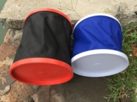 SEQ ember lipat cuci mobil 12L merah 600D dengan tutup memancing ember dapat dilipat wadah air
