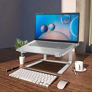 Soporte para computadora portátil, soporte de altura ajustable de aleación de aluminio para computadoras portátiles, organizador de escritorio, color plateado - Product Image 3