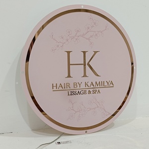 Custom Business Sign Round Acrylic Salon Wall Decor Signage <b>LED</b> Acrylic Business Logo Sign Board - Product Image 4