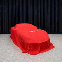Housse de présentation de voiture en satin brillant, personnalisable avec logo de marque, en spandex haut de gamme effet soie