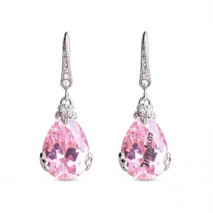Mbebeas – boucles d'oreilles en cristal rose, forme de goutte d'eau, serti de griffes, bijoux romantiques pour femmes, bijoux de mariage E1801 - Product Image 1