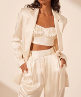 Ensemble de costumes pour femmes en soie/coton à manches longues, classiques, décontractés et formels, OEM