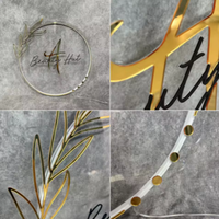 Enseigne personnalisée en acrylique doré 3D pour entreprise, salon, décoration murale, néon rond pour bâtiments, mariages, bars
