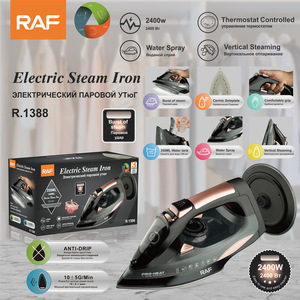 Fer à vapeur électrique RAF 2400W avec semelle en céramique, fonction vapeur puissante, pulvérisation d'eau, thermostat intégré, vapeur verticale - Product Image 2