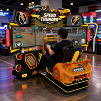 Simulateur de jeu de course triple écran 55 pouces Speed Thunder, machine de jeu de sport automobile avec volant de direction réel et mouvements de simulation