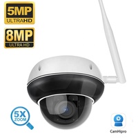Kamera Dome Luar Ruangan Wi-Fi 2.4G 5G 5MP 8MP 5X Optical Zoom Lampu Sorot Inframerah Deteksi Manusia Logam NVR Kartu Memori Cloud IP66
