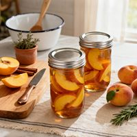 Bocaux Mason en verre à large ouverture de 12 oz avec couvercles, matériaux sans BPA, pour jus, cornichons, sauces, desserts, flocons d'avoine, portions moyennes