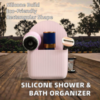 Organisateur de Douche et Support de Toilette en Silicone à Fixation Murale Adhésive, Porte-Brosse à Dents avec Rangement pour Jouets de Bain, Ensembles de Salle de Bain