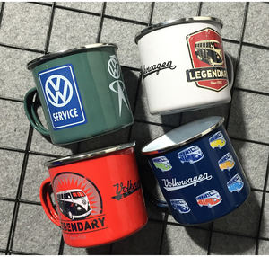 Caneca Vintage Personalizável para Café, Caneca de Metal para Viagem, Livre de Chumbo e Cádmio, Caneca de Esmalte para Acampamento, Atacado - Product Image 4