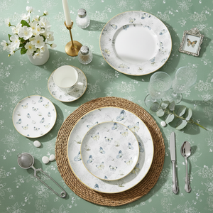 <span class=keywords><strong>Service</strong></span> de table de luxe en or véritable, motif papillon bleu, en <span class=keywords><strong>porcelaine</strong></span> fine, assiette de présentation florale en céramique, tasse à café et bol en <span class=keywords><strong>porcelaine</strong></span> pour mariage - Product Image 3