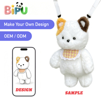 Sac à dos en peluche BIPU personnalisé, vente en gros d'usine, sac bandoulière chat blanc moelleux, rembourré en coton PP, animal en peluche, cadeau de fête pour 2-4 ans