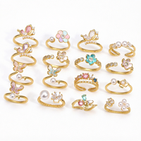 Nouvelle bague papillon en laiton avec zircon incrusté, design haut de gamme tendance pour femme, cadeau de mariage personnalisé, fleur en or 18 carats