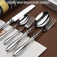 Geling Ensemble de couverts professionnel en acier inoxydable argenté poli miroir Ensemble de vaisselle de luxe à poignée de gourde pour la maison nouvelle mode