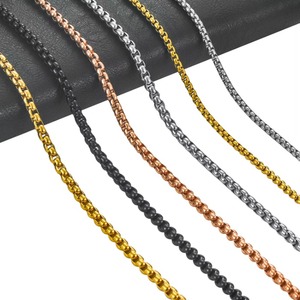 Collar de cadena tipo box de acero inoxidable para hombre y mujer, 2/3/4/5 mm, en colores plata/oro/negro/oro rosa, de 14 a 40 pulgadas, joyería metálica. - Product Image 4