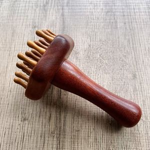 Universele full-body schraapgereedschap met houten handvat, ionische kam voor puls-abdominale <span class=keywords><strong>massage</strong></span> voor hoofd, schouders, nek - voor gebruik - Product Image 4