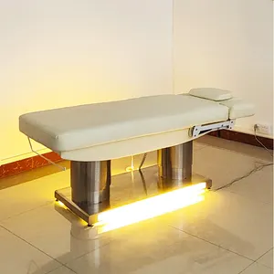 Hot Sale Metal Gold Plated Stainless Steel Base 3 Motor Beauty Spa Massage Bed Can Be Customized Color For Beauty Salon