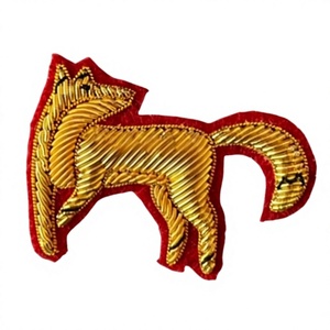 Broche de alambre con diseño de elefante, alfiler de seguridad, cuentas bordadas a mano, parches bordados de moda para chaqueta, estilo indio y chino - Product Image 1