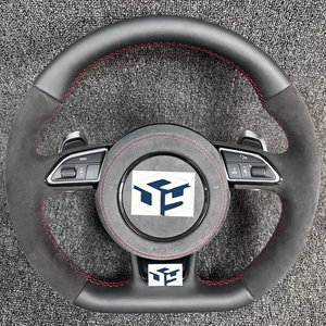 <span class=keywords><strong>Volant</strong></span> en cuir perforé à fond plat de style RS <span class=keywords><strong>SLine</strong></span> personnalisé pour Audi A3 A4 B7 A6 C7 R8 RS3 A7 RS5 RS6 A8 Q5 Q8 - Product Image 1