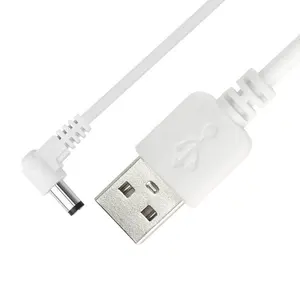 USB Male to right angle 2.1mm x 5.5mm dc power white cable usb dc 5v to 12