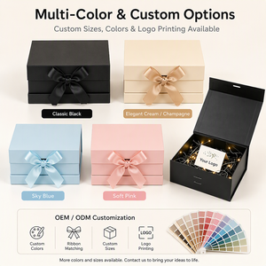 Caja de Regalo Magnética con Logotipo Personalizado, Caja de Cartón Plegable en Forma de Libro con Cinta de Lámina Dorada y Lazo, para Bodas y Navidad - Product Image 6