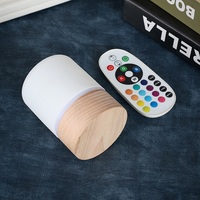 Lampe d'illusion LED créative moderne 3D à lumière blanche chaude, rechargeable sur batterie, avec base en bois, télécommande et intensité réglable