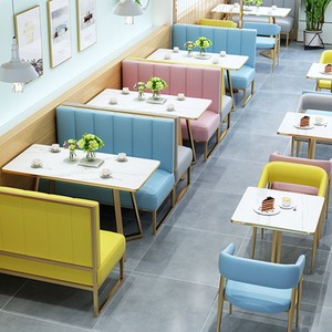 Cabina de sofá de madera fresca Simple moderna para café y restaurantes occidentales Diseño de <span class=keywords><strong>tienda</strong></span> de té de <span class=keywords><strong>la</strong></span> leche y reuniones de ocio de moda - Product Image 6