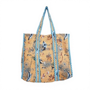 Handmade Customized Color & Logo Cotton Fish Pattern Reusable <b>Large</b> Beach Wine Wedding Tote <b>Bag</b> Two Handles for Women's <b>Gifts</b> - Product Image 1