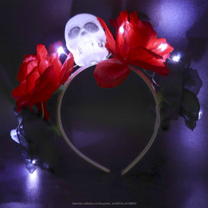 Damen LED blinkt Rose Blume Stirnband mit schädel Stirnband glow in <span class=keywords><strong>the</strong></span> dark - Product Image 2
