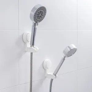 Yumruk-ücretsiz ayarlanabilir açı duş başlığı taban tutucu beyaz duvar emme duş başkanı parantez tutucu ile çocuklar için