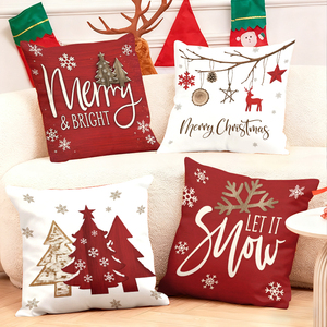 Coussins décoratifs de Noël pour une ambiance chaleureuse dans le salon, avec des sapins, des rennes et des flocons de neige pour la saison des fêtes. - Product Image 1