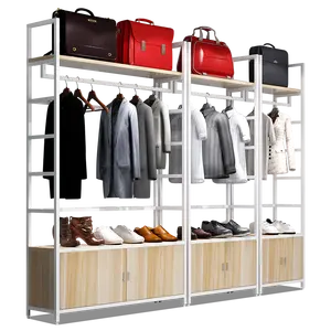 Wholesale Wood Boutique Hanging Clothing Display Racks with Shelves for Cloth Shops