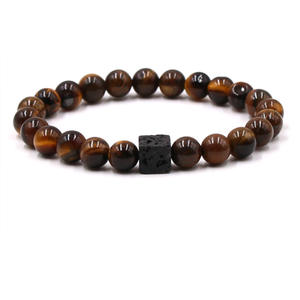 Bracelet noir lave carré pierre volcanique Bracelet hommes femmes perles de verre noir réglable charme Rock Bracelet - Product Image 3