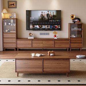 Mobile <span class=keywords><strong>TV</strong></span> in Legno Minimalista Moderno di Lusso e <span class=keywords><strong>Tavolino</strong></span> da Caffè con Spazio di Archiviazione per Soggiorno e Camera da Letto, Design Decorativo - Product Image 1