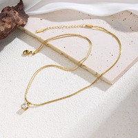 Collier double couche élégant avec pendentif carré en zircon, plaqué or de qualité supérieure, vente en gros TGXL14689
