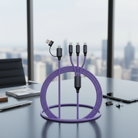 Cable de Carga Rápida 3 en 1 de Silicona y Aleación de Zinc con Ángulo Recto para Micro USB y Tipo-C, Compatible con PC
