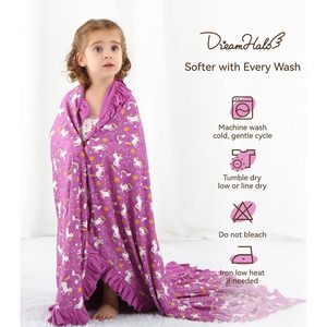 Manta de Bebé al por Mayor, de Forro Polar, con Estampado de Unicornio Morado, de Peso Medio, para Cuna de Niña - Product Image 6