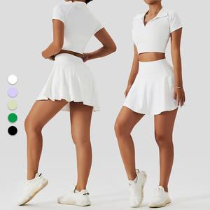 Großhandel Custom Logo 2 Stück Tennis Kleid Yoga Set Female Gym Fitness Set Sport Wear Frauen Tennis Röcke Set - Product Image 6