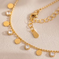Meilleure Vente 2026 Collier Pendentif Disque Rond Bijoux Zircon Tendance Collier Femme Acier Inoxydable Plaqué Or