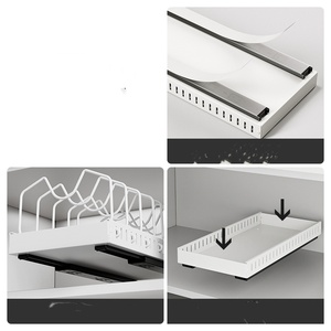 समायोज्य टिकाऊ धातु भंडारण रैक आयोजक रसोई बाथरूम के लिए अलग-अलग कवर - Product Image 4