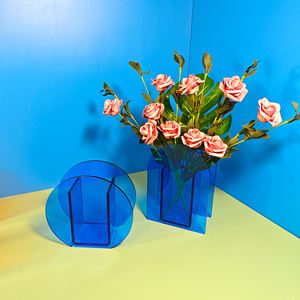 Vaso acrilico di piccolo colore trasparente su ordinazione all'ingrosso vaso floreale acrilico rettangolare del fiore di nozze - Product Image 3