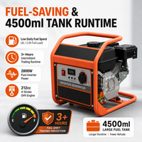 Générateur à onduleur 230V 50Hz 2800W pour petit atelier, économie de carburant, réservoir de 4500ml, démarrage électrique à une touche, arrêt automatique en cas de faible niveau d'huile