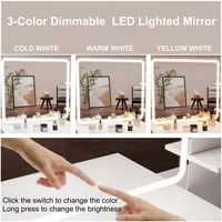 Table de toilette moderne minimaliste en bois de chêne sur mesure avec panneau MDF et miroir LED circulaire intégré