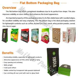 Sacs d'emballage pour poudre de protéines de lactosérum biodégradables et compostables, à fond plat, refermables, avec fermeture éclair, personnalisés, 500g, 1kg, <span class=keywords><strong>5kg</strong></span> - Product Image 4
