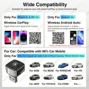 Grandnavi 2in1 không dây Carplay <span class=keywords><strong>Android</strong></span> Auto Dongle hỗ trợ steelwheel điều khiển BT cuộc gọi cho ban đầu có dây Carplay xe - Product Image 5