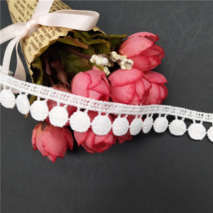 1.5cm Polyester Yarn Flat Lace Ball <b>Pompom</b> <b>Trim</b> Lace Cotton Lace <b>Trims</b> - Product Image 1