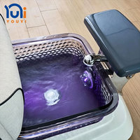Chaise de pédicure spa moderne en promotion, fauteuil de massage électrique inclinable avec lumière d'ambiance LED et bain de pieds pour salon de beauté